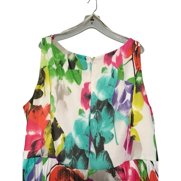 ELIZA J Floral Print Watercolor Plisse Pleated  Maxi Plus 24W Fairy Whimsical - Picture 4 of 9